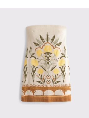 Abercrombie & Fitch Cream Mini Dress with Yellow and Olive Floral Print